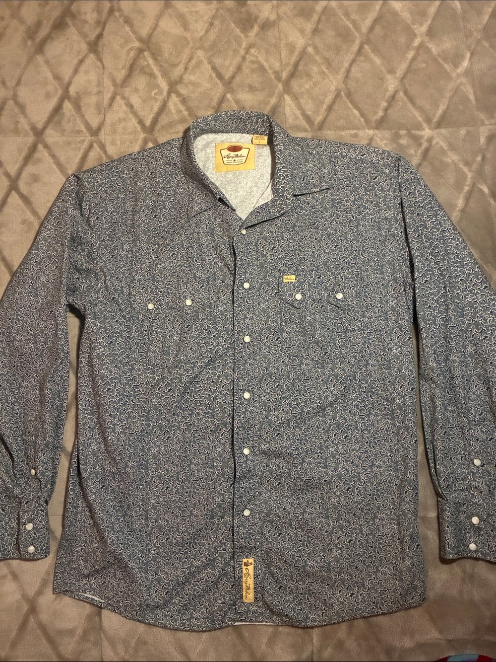 Larry Mahan Cowboy Collection Paisley Long Sleeve Pearl Snap Button Down Men’s L
